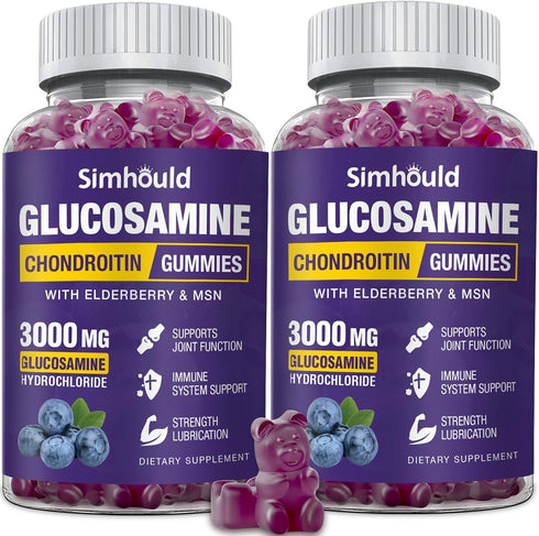 2 Packs Glucosamine Chondroitin Gummies - 3000MG Extra Strength Joint Support Supplement for Adults, Men & Women