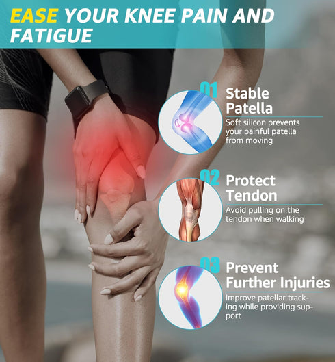 HiRui Patella Tendon Knee Straps with Gel Pad, Knee Brace Support for Running, Hiking, and Pain Relief