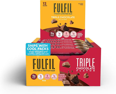 FULFIL Protein Snack Bars, Triple Chocolate, 15g Protein, 12 Count Pantry Staples