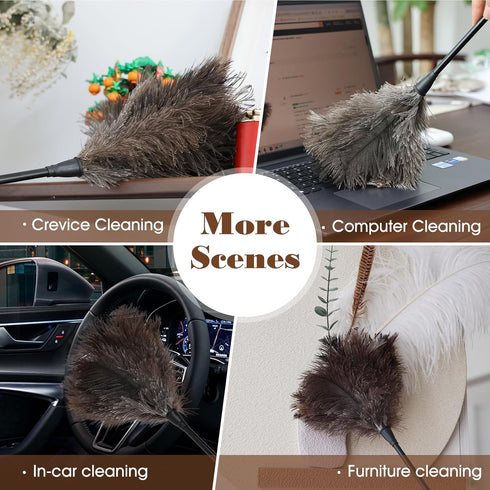 Natural Ostrich Feather Duster, 14.9 Inch Fluffy Mini Dusters, 6 PCS for Cleaning