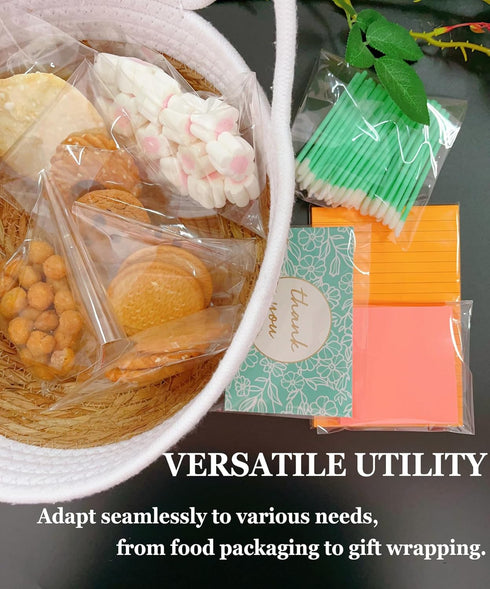 310 Pcs Cellophane Bags, 5x7 Inch Clear Self-Sealing Plastic Wrappers for Bakery, Treats, Gifts