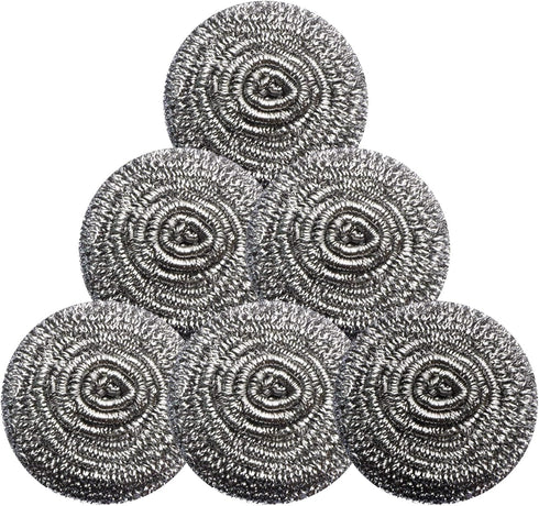 Stainless Steel Scrubber Scouring Pad, Magic Eraser Sponges for Cleaning Pot, Pan, and Broiler Rack, 6 Pcs