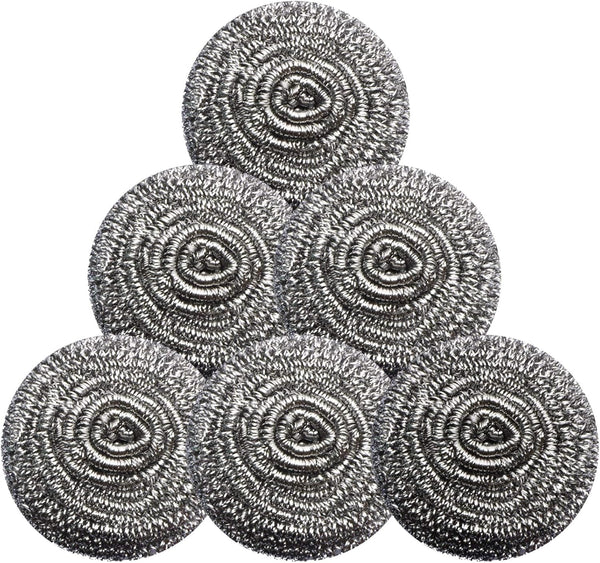 Stainless Steel Scrubber Scouring Pad, Magic Eraser Sponges for Cleaning Pot, Pan, and Broiler Rack, 6 Pcs