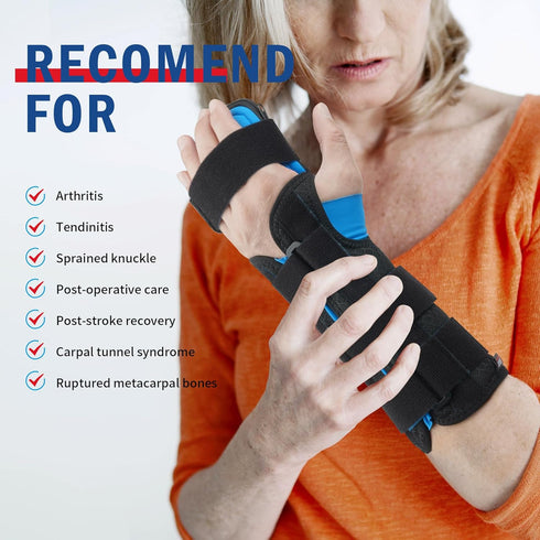 FEATOL Resting Hand Splint, Night Immobilizer with Removable Splints for Carpal Tunnel, Stroke Recovery, Arthritis