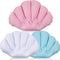 Jetec 3 Pieces Inflatable Bath Pillow with Suction Cups, Soft Terry Cloth Covered Shell Shape Bathtub Spa Pillow for