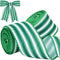TONIFUL 2 Rolls Green Striped Wired Ribbon, 2 Inch, Green and White for Gift Wrapping, Bows Making, Party Decoration