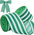 TONIFUL 2 Rolls Green Striped Wired Ribbon, 2 Inch, Green and White for Gift Wrapping, Bows Making, Party Decoration
