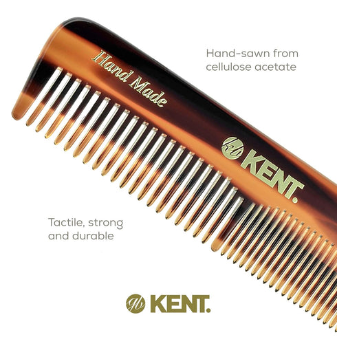 Kent A OT Small Double Tooth Hair Pocket Comb, Fine/Wide Tooth for Hair, Beard, and Mustache Grooming