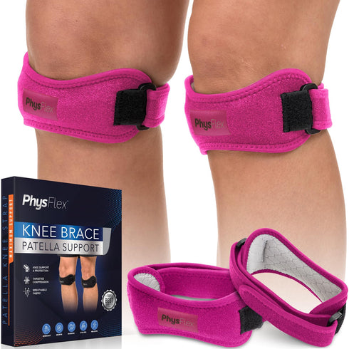 Patella Knee Brace 2 Pack - Adjustable Strap Knee Support and Pain Relief for Running, Hiking, Basketball, Tendonitis