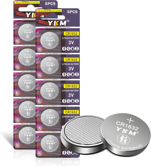 CR1632 Battery ECR1632 DL1632 3V Lithium Battery for Car Key Fob, Watch, Scale - 10 Pack