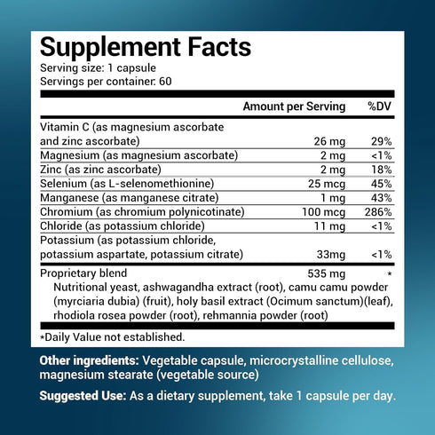 Dr. Berg Adrenal & Cortisol Capsules, Adrenal Supplement for Mood, Focus, Relaxation, Stress Support, 60 Capsules