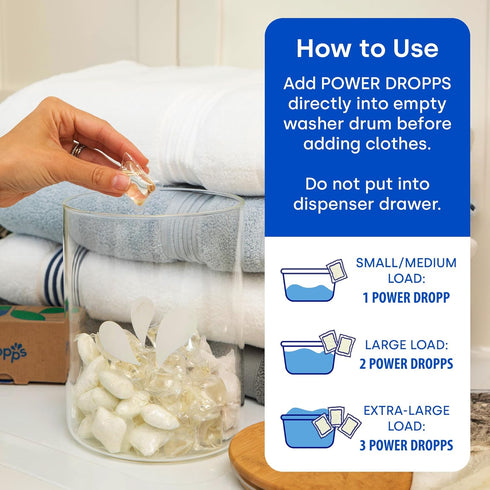 Dropps Sensitive Skin Laundry Detergent Pods, Fresh Air, 64 Count, HE Compatible, Low Waste Packaging