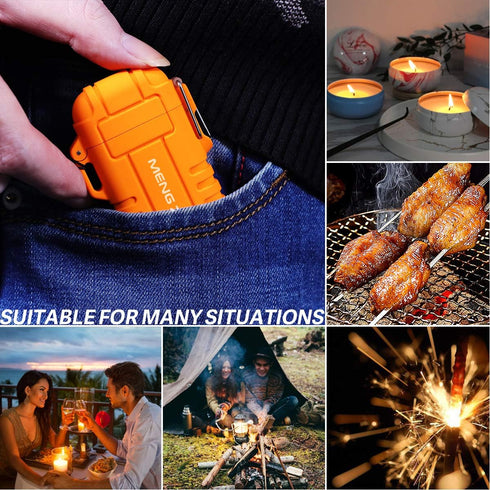 Outdoors Waterproof Lighter - USB Electronic Rechargeable Double Arc Plasma Lighter for Camping, Hiking, BBQ (Orange)