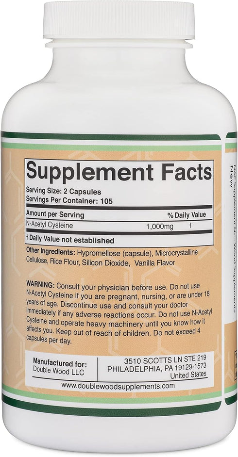 NAC Supplement N-Acetyl Cysteine 1,000mg Per Serving - 210 Capsules with Odor Masking Technology