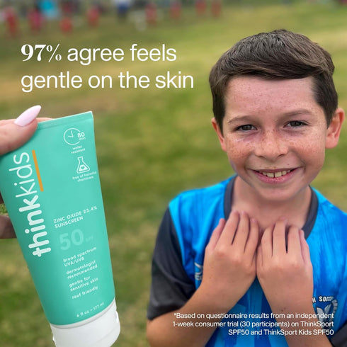 Thinksport Kids SPF 50+ Mineral Sunscreen - Water Resistant Sun Cream, 6oz