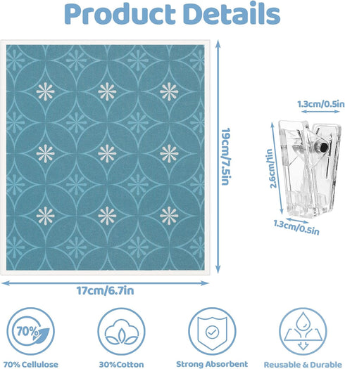 6 Pack Swedish Dishcloths for Kitchen, Reusable Paper Towels, Washable Absorbent Cellulose Sponge Cloths