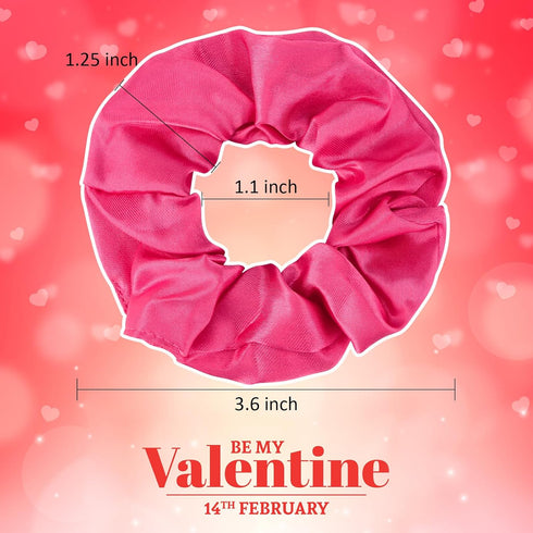 Satin Scrunchies Set of 12 - Elastic Silk Bubble Hair Accessories for Girls, Pink Gifts