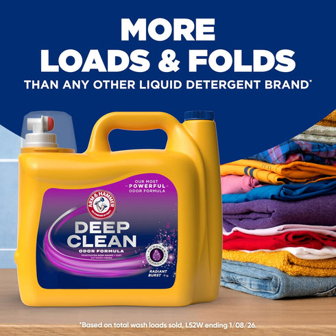 HAMMER 150 Oz, 100 ARM & Deep Clean Odor Formula Liquid Laundry Detergent, Radiant Burst Scent, Fl Loads