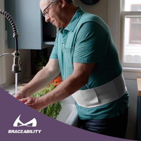 BraceAbility Umbilical Hernia Belt - Abdominal Binder Truss with Compression Pad for Navel, Ventral, Hiatal Relief