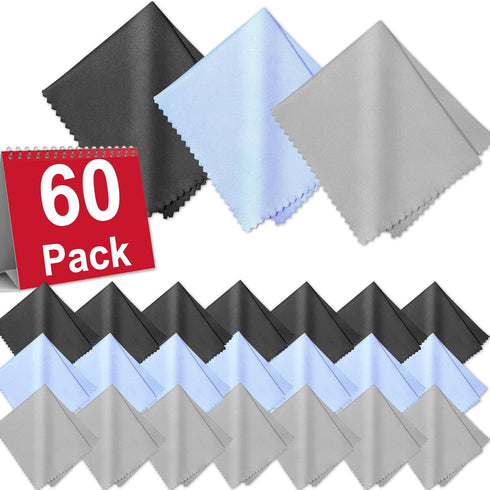 Zeefpod 60-Pack Microfiber Cleaning Cloths for Glasses, 6x7 Inch Premium Lens Cleaning Cloth