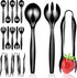 18 Count Disposable Serving Utensils, Black Plastic Set for Catering Weddings, Holiday Parties, Buffet, Party Utensils