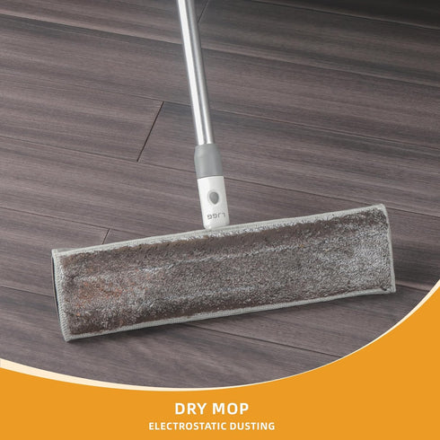 15 inch Microfiber Mop for Hardwood Floor Cleaning, Professional Dust Mop with 4 Reusable Mop Pads & Stainless Steel