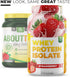 About Time Whey Protein Isolate, Strawberry, 2lb - 25g Protein, Non-GMO, 32 Servings
