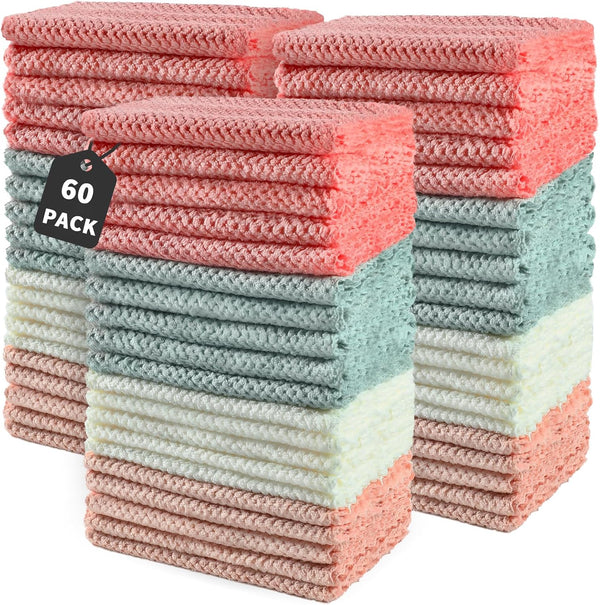 MAVGV Microfiber Cleaning Cloths, Pack of 60, Highly Absorbent Cleaning Supplies, Lint Free