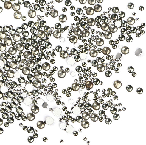 LPBeads 3456 Pieces Transparent Black Flat Back Round Crystal Rhinestones - 6 Sizes for Crafts, DIY with Tweezers