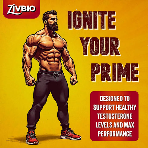 ZIVBIO 60ct Testosterone Booster for Men - Male Enhancing Supplement for Muscle Growth, Energy, Strength & Recovery