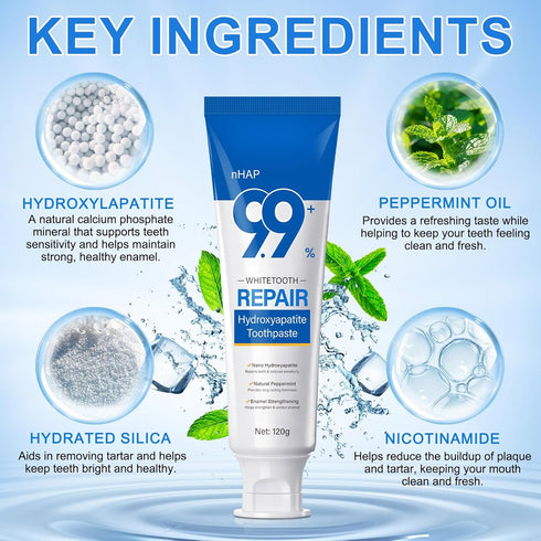 PULLING OIL 9.9% Hydroxyapatite Toothpaste, Nano Hydroxyapatite Toothpaste Protects Enamel and Strengthens Teeth