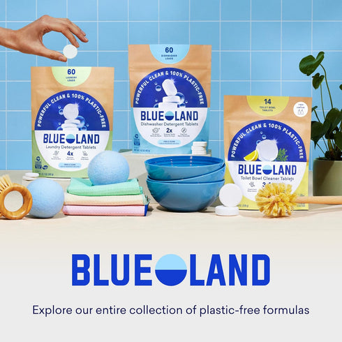 Set, 4 4 24 oz BLUELAND Bathroom Cleaner, Starter Eucalyptus Mint Scent, Spray Bottle with Refill Tablets, Eco-Friendly
