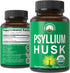 USDA Organic Psyllium Husk Vegan Capsules, Fiber Supplement for Gut Health and Digestion