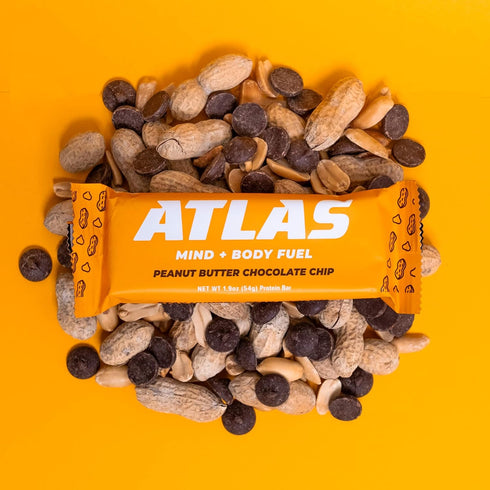 Atlas Protein Bar, 20g Protein, 1g Sugar, Clean Ingredients, Gluten Free (Peanut Butter Chocolate Chip, 12 Count)