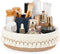 Mkono Makeup Perfume Holder Organizer, Macrame Decorative Woven Basket for Cosmetics Desk Storage (Yellow and White)