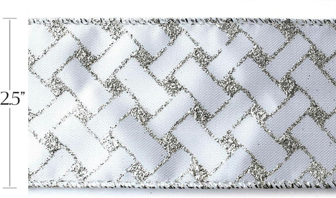 Christmas Ribbon Wired, 6 Rolls 2.5 Inch 36 Yard Silver Sheer Glitter Organza for Tree, Gift Wrapping, Crafts