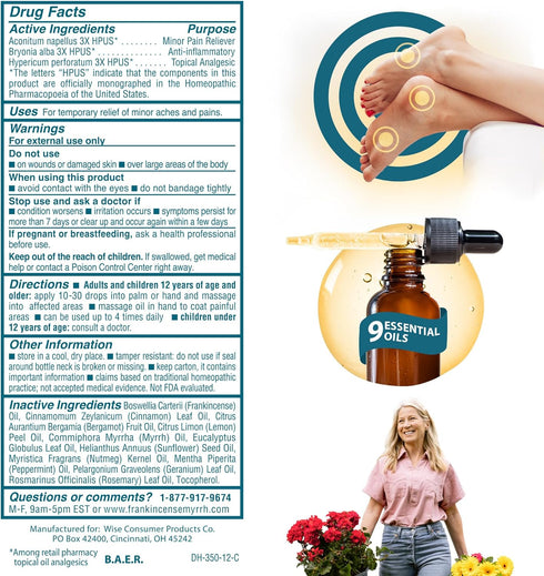 FRANKINCENSE & MYRRH Nerve and Foot Pain Relief Rubbing Oil - Maximum Strength with Essential Oils, 2 Fl. Oz.