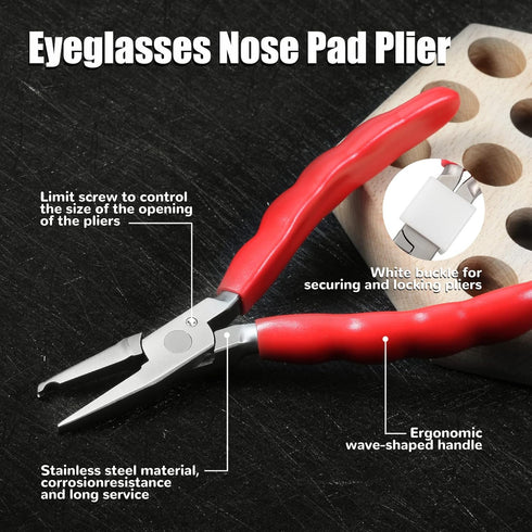 6 Inches Nose Pad Plier Adjusting Eyeglass Arms Frame Eyeglasses Repairing Plier Stainless Steel Optical Hand Tool Frames Clamp Repair Tool with Screwdriver and Glasses Cloth