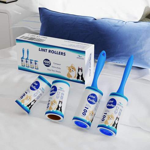Extra Sticky Lint Roller Mega Value Set, 400 Sheets for Pet Hair Removal from Clothes, Furniture, Carpet