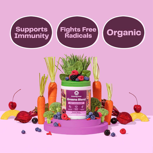 Amazing Grass Greens Blend Antioxidant - Super Greens Smoothie Mix, Sweet Berry, 30 Servings, Spirulina & Probiotics