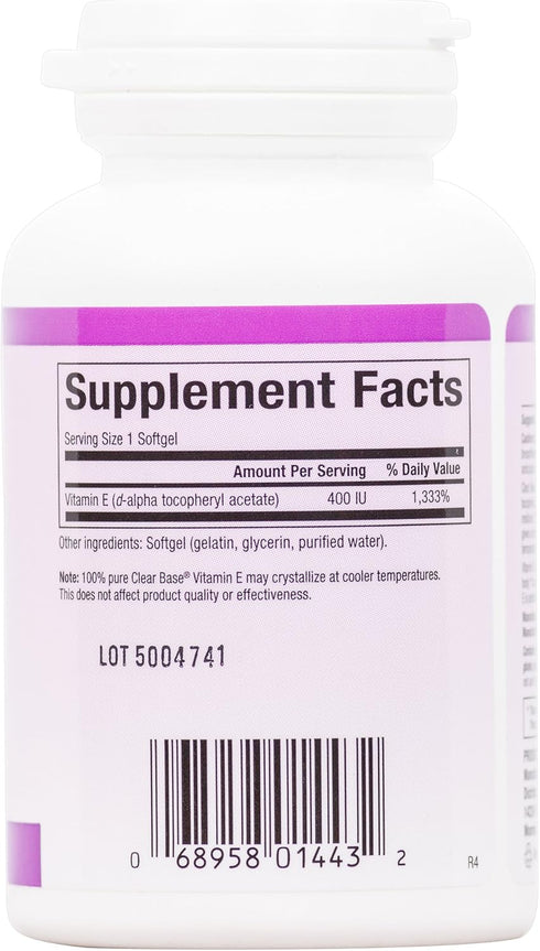 Natural Factors Clear Base Vitamin E, 400 IU, 60 Softgels - Antioxidant Support for Health