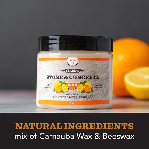 CLARK’S Stone and Concrete Wax, Soapstone Wax with Orange and Lemon Extracts, Preserves and Protects Surfaces