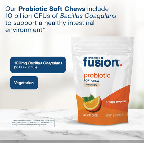 Bariatric Fusion Probiotic Soft Chews, Orange Tropical Flavor, 60 Count - Chewy Bariatric Vitamin