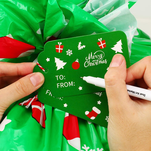 CCINEE Giant Green Christmas Sacks for Jumbo Gift Package (36"x44") with Tag Card and Wrapping Tie