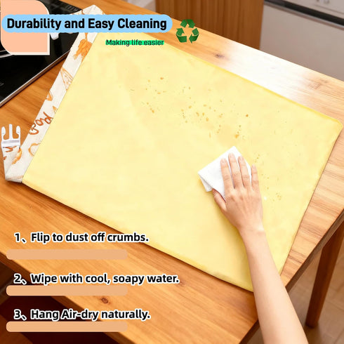 Hiketry 2 Pack Extra Large Beeswax Bread Bags for Sourdough & Homemade Bread, Reusable Cotton Bread Storage Bags