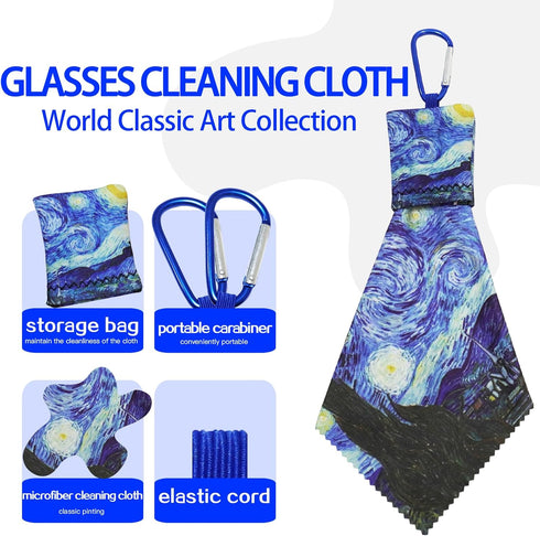 YCCHN 4Pcs Glasses Cleaning Cloth,Microfiber Cleaning Cloths,Lens Cleaning Cloth for World Classic Art