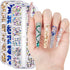 Multi Shapes 3D Glass AB Nail Art Rhinestones,Crystal Clear Flatback Rhinestones for Nails,with Storage Organizer Box,for Nail Art Crafts (1085 Pieces) (040-Aurora)