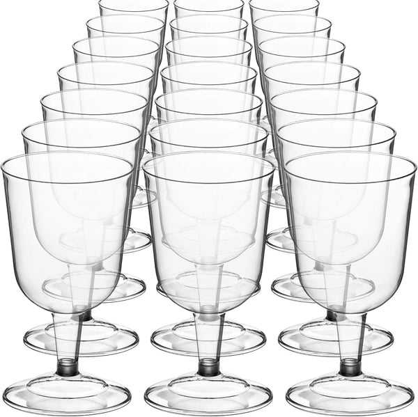 DecorRack 24 Wine Glasses, 6 Oz Plastic Party Wine Cups, BPA Free, Stackable, Reusable, Disposable