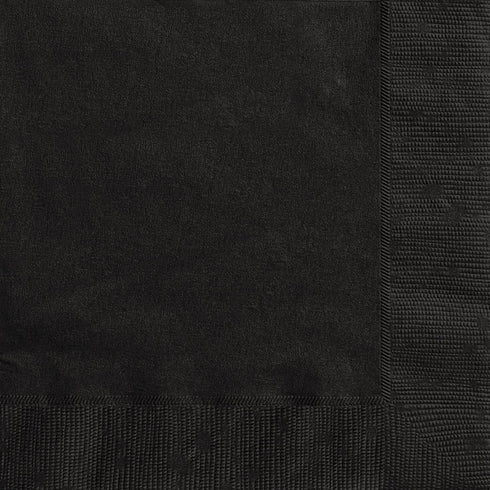 Solid Black Luncheon Paper Napkins, Pack of 20, Elegant & Durable Design for Parties, Events & Celebrations