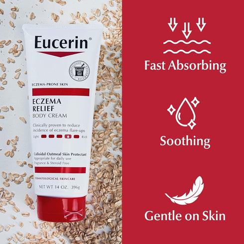 Eucerin Eczema Relief Body Cream with Colloidal Oatmeal, Ceramide-3 and Licorice Root Extract, 14 Oz Tube